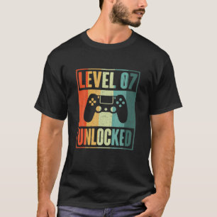 Camiseta Gamer de vídeo desbloqueado nível 7 engraçado - An