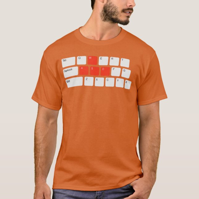 Camiseta Gamer de vídeo engraçado de PC WASD Gamingees rapa (Frente)