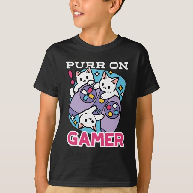 Camiseta Gamer Design - Purr On Gamer Joystick Art (Frente)