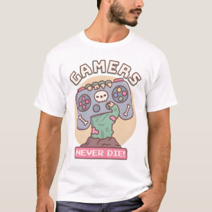 Camiseta Gamer Divertidos Nunca Morrem, Mão de Zumbi Com Jo