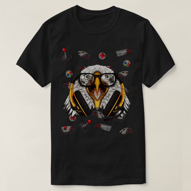 Camiseta Gamer Eagle Jogos Animais Jogo Jogo Jogadores K (Frente do Design)