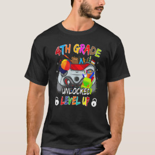 Camiseta Gamer Fourth Grade Unlocked Level Up Cool Back To