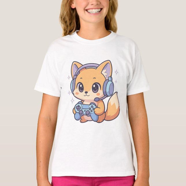 Camiseta Gamer Fox Fox para Meninas (Frente)