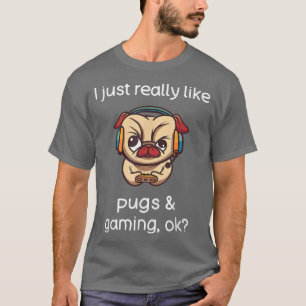 Camiseta Gamer Funny Pug Lover Videos games Cachorros Pug J
