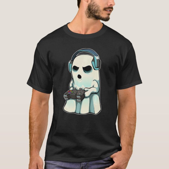Camiseta Gamer Ghost Lazy Halloween Costume Cool Video Game (Frente)