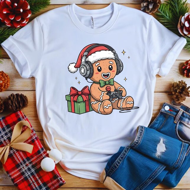 Camiseta Gamer Gingerbread Xmas Gaming (Criador carregado)