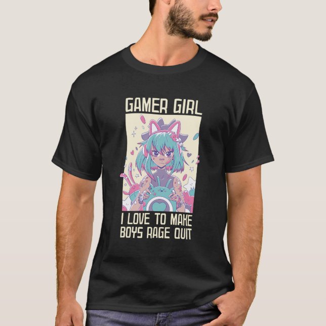Camiseta Gamer Girl - Adoro Fazer Meninos Rage Sair Da E-Gi (Frente)