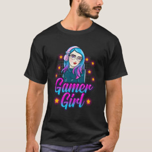Camiseta Gamer Girl Anime Retro Video Game Hobbies Mulheres