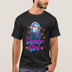 Camiseta Gamer Girl Anime Retro Video Game Hobbies Mulheres