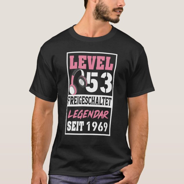 Camiseta Gamer Girl Do Nível 53 Desde O Aniversário De 1969 (Frente)