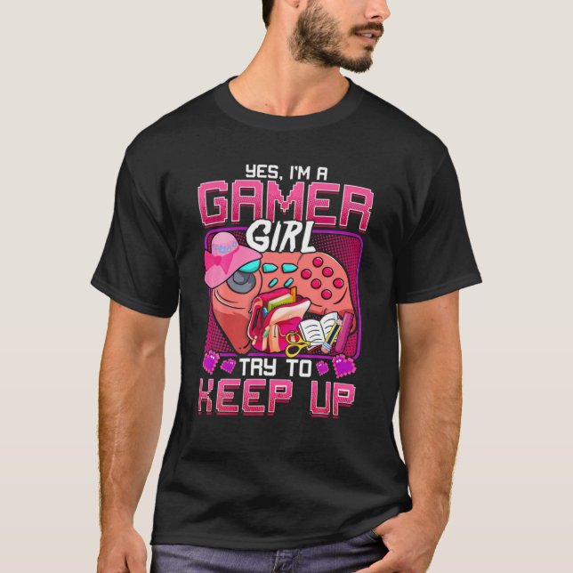 Camiseta Gamer Girl Gaming Sim Sou uma garota de jogos Engr (Frente)