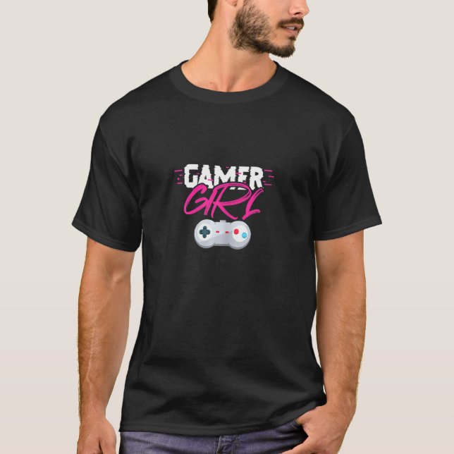 Camiseta Gamer Girl Gaming Video Game Controller Gamepad Di (Frente)