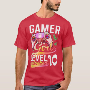 Camiseta Gamer Girl Level 10 Unlocked Video Game 10th Birth