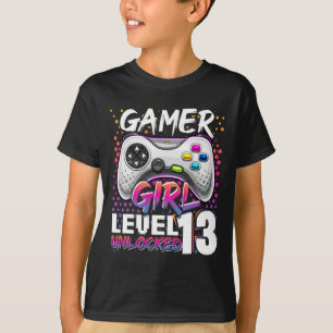 Camiseta Gamer Girl Level 13 Unlocked Video Game 13 Birth