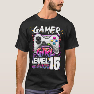 Camiseta Gamer Girl Level 15 Unlocked Video Game 15 Birth
