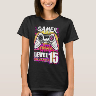 Camiseta Gamer Girl Level 15 Unlocked Video Game 15 Birth