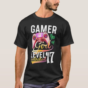 Camiseta Gamer Girl Level 17 Unlocked Video Game 17th Birth