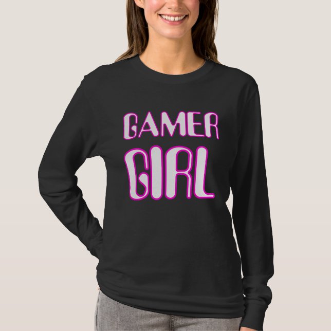 Camiseta Gamer Girl Nerd Girl Cute Gaming  Geek Nerd Outfit (Frente)