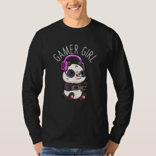 Camiseta Gamer Girl Panda Gaming Pandas Vídeo Jogo Mulheres