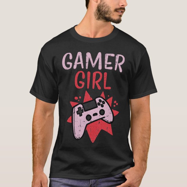 Camiseta Gamer Girl Pink Game Controller Cute Video Gaming  (Frente)
