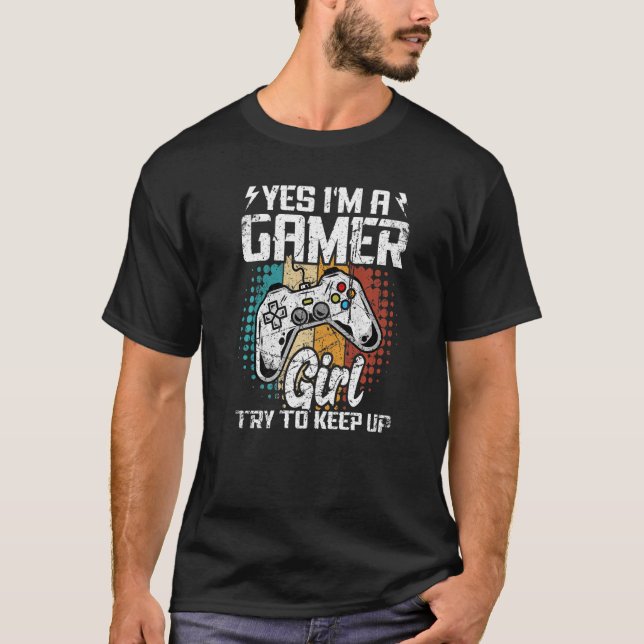 Camiseta Gamer Girl tenta manter o sistema de videogame (Frente)