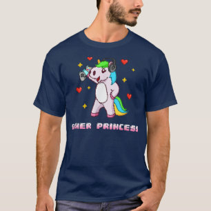 Camiseta Gamer Girl Unicorn Reproduzindo Videos games Pipoc