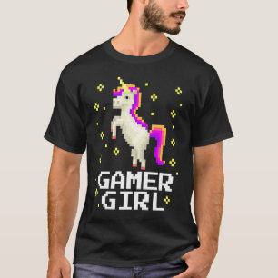 Camiseta Gamer Girl Unicorn Video Game Pixel Gaming Cute Wo