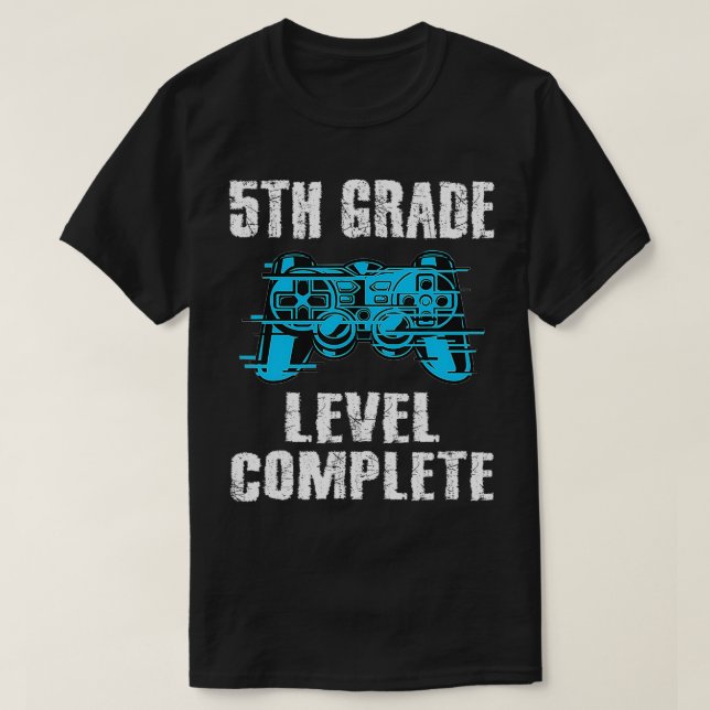 Camiseta Gamer Graduation 5th Grade Level Complete Video Ga (Frente do Design)