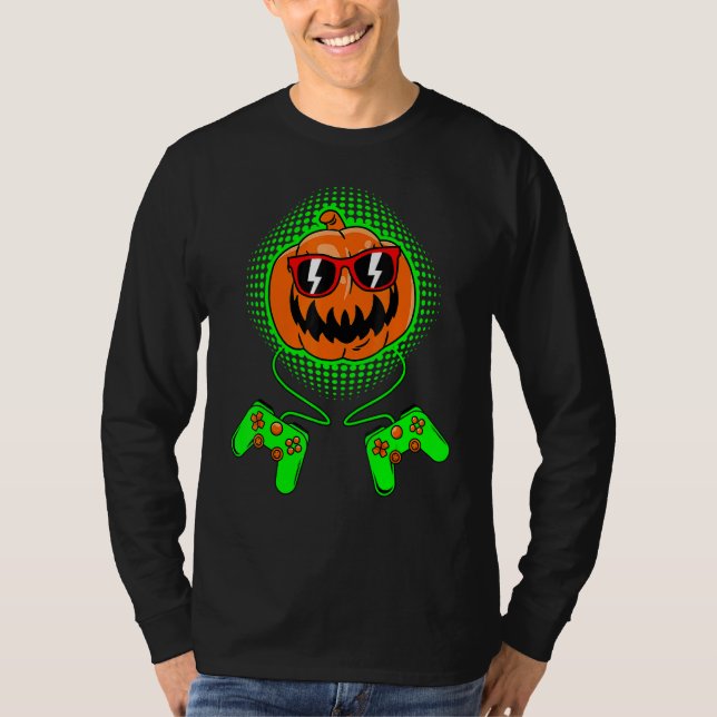 Camiseta Gamer Halloween Jackolantern Scary Gaming Boys Kid (Frente)