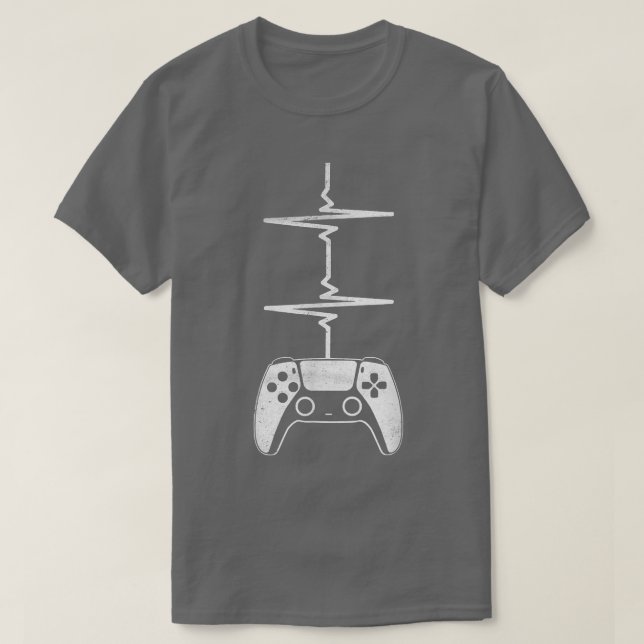 Camiseta Gamer Heartbeat Encantado Jogo Jogo Jogo Jogo Pres (Frente do Design)