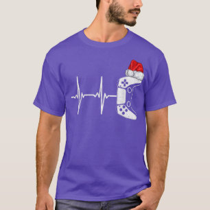 Camiseta Gamer Heartbeat Video Game Gift Xmas Hat