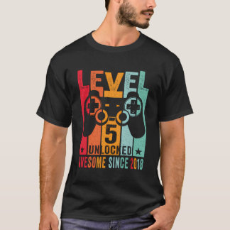 Camiseta Gamer Incrível No Nível 5 Desde O Bday Son 2018