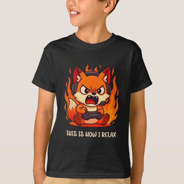 Camiseta Gamer Kitsune Fox É Assim Que Eu Relaxo Japano (Frente)