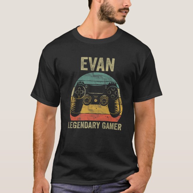 Camiseta Gamer Legendário Personalizado - Gamer Evan Name V (Frente)
