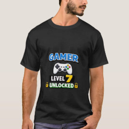 Camiseta Gamer Level 7 Unlocked Beginner Controller Funny
