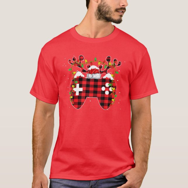 Camiseta Gamer Natal Pajama Video Game Controller Red P (Frente)
