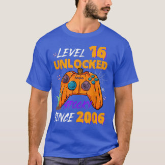 Camiseta Gamer Nível 16 Desbloqueado 16º aniversário Spooky