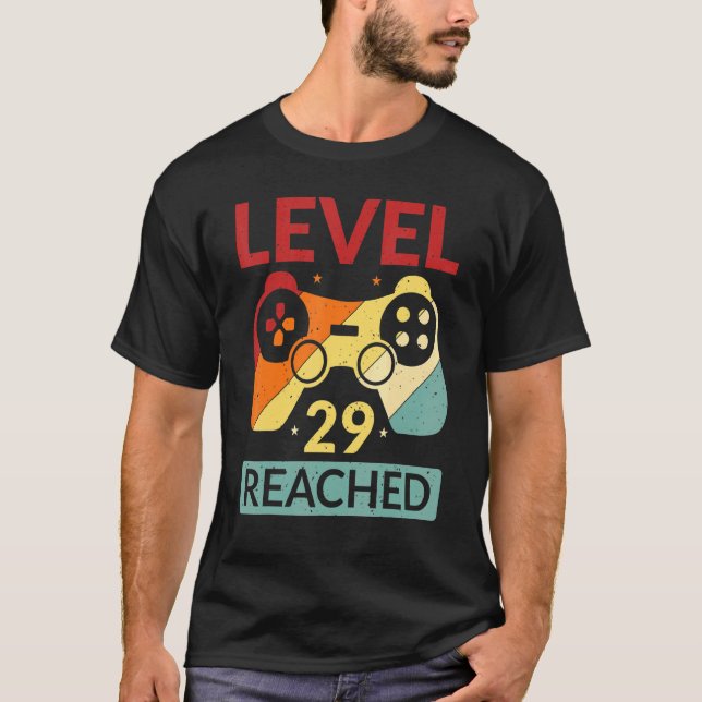 Camiseta Gamer Nível 29 Atingido 29 - Aniversário 1 (Frente)