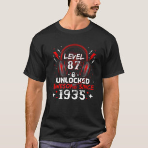 Camiseta Gamer Nível 87 Desbloqueado Incrível 1935 87Th Bi