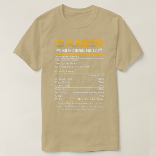 Camiseta Gamer Nutritional Facts Legal Gamer Video Game Fun (Frente do Design)