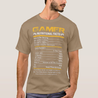 Camiseta Gamer Nutritional Facts Legal Gamer Video Game Fun
