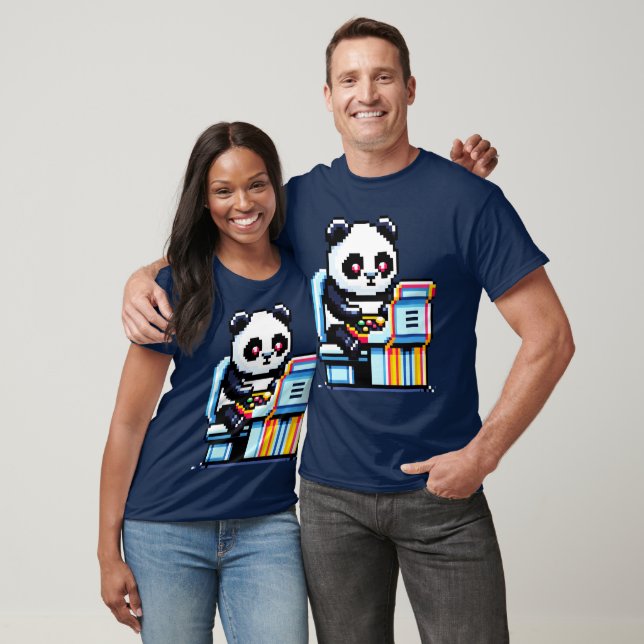 Camiseta Gamer Panda - Design da Arcade de Pixel (Unissex)