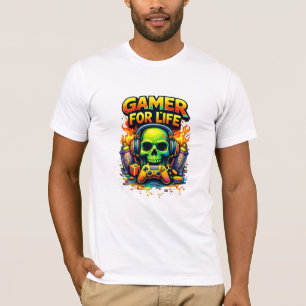 Camiseta Gamer Para a Vida – Bold Skull Gaming Design