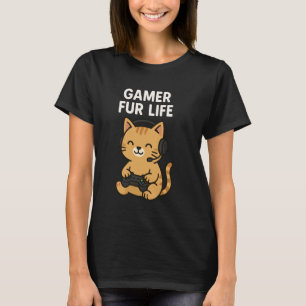 Camiseta Gamer Para a Vida Gato de Gamer Fofo Meme Divertid