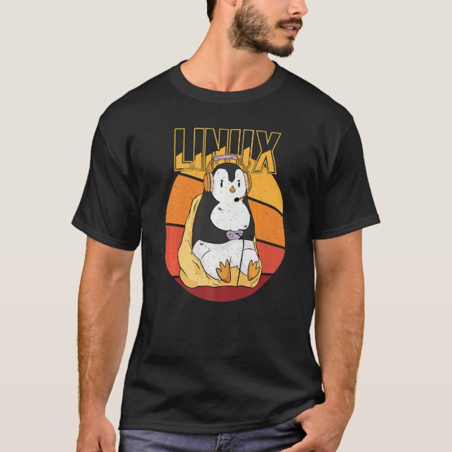 Camiseta Gamer Penguin Linux Root Party Programmer Com (Frente)