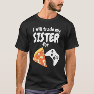 Camiseta Gamer Pizza Irmã Jogo de Vídeo Boys Brother Pepp