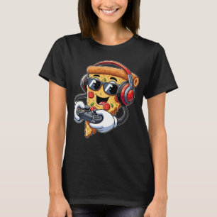 Camiseta Gamer Pizza Vídeo Game Rapaz Entusiasta Gamer Adol
