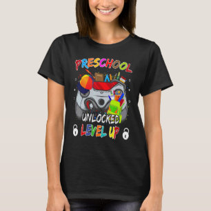 Camiseta Gamer Pre K Unlocked Level Up É o meu primeiro dia