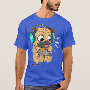 Camiseta Gamer Pug Gaming Pugs Vídeo Jogo em Lover Cute Kaw