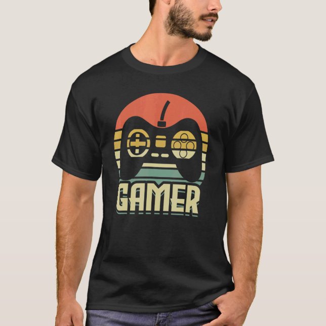 Camiseta Gamer retrô com console de jogos (Frente)